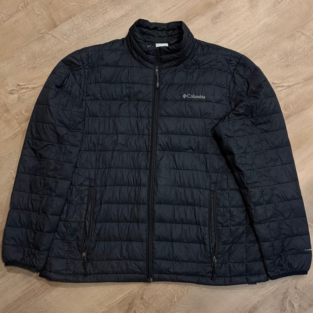 Columbia 590 Turbo Down Puffer Jacket Men's XL Black Full Zip Omni Heat Coat